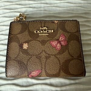 Coach Brown and Pink Butterfly Wallet
